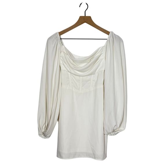 Princess Polly Lillie Long Sleeve White Mini Dress Size 0 Draped Corset Style - Picture 3 of 10